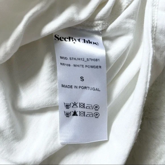 SEE BY CHLOE CREWNECK BELL SLEEVE COTTON TOP Size Small Chic Stylish MINIMALIST - Picture 9 of 11